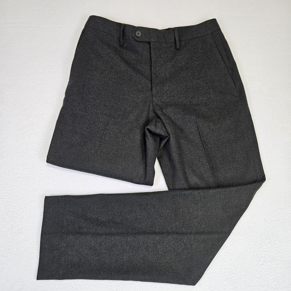 Banana Republic Mens 32x30 Flannel Herringbone Trouser Tailored Dress Pant Gray